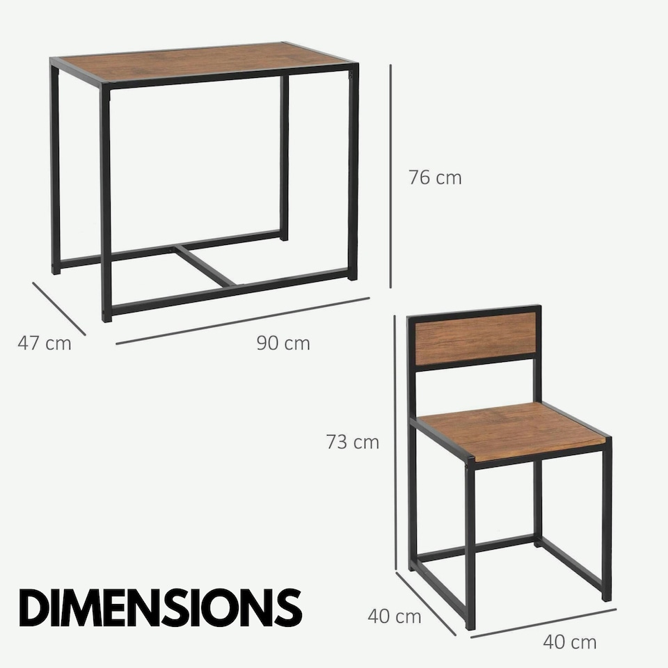 image 1 of Industrial 3-Piece Dining Rustic Table Set Brown