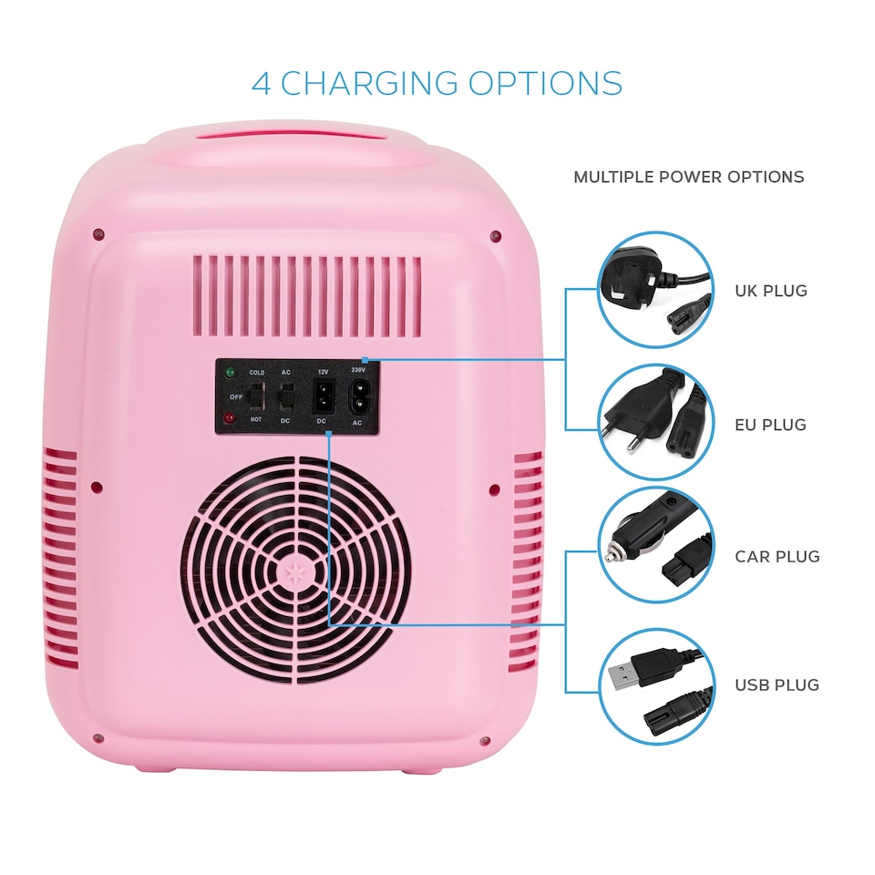 image 1 of MONCOOK Mini Fridge For Bedrooms - Small, Portable & Quiet Mini Fridges For Skincare, Medicine, Food & Drinks - Cooling & Warming Function - 14L - Pink Mono