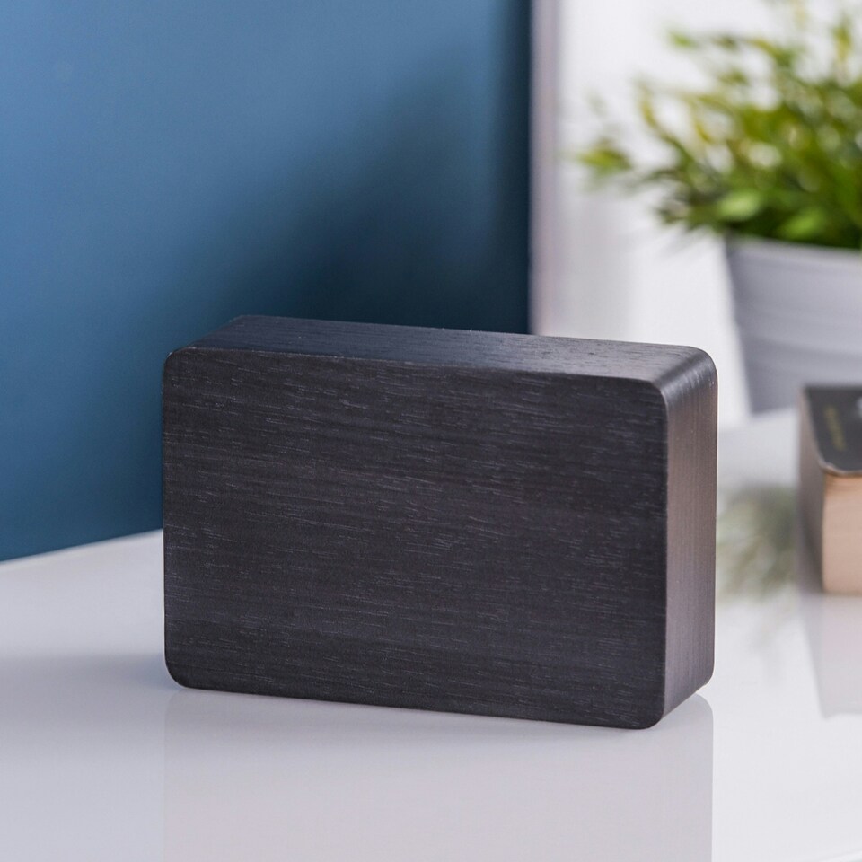 image 1 of Gingko Design Brick Click Clock Black with White LED