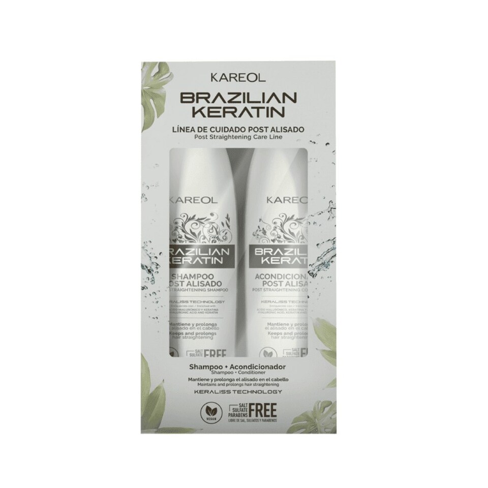 Kareol Brazilian Keratin Post Straightening Shampoo & Conditioner Set For Hair That Has Undergone Chemical Treatments Or Heat Exposure 300ml