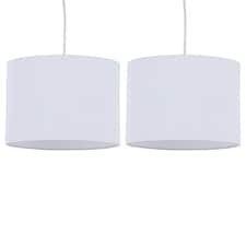 Set of 2 White Pleated 30cm Pendant Lightshades White