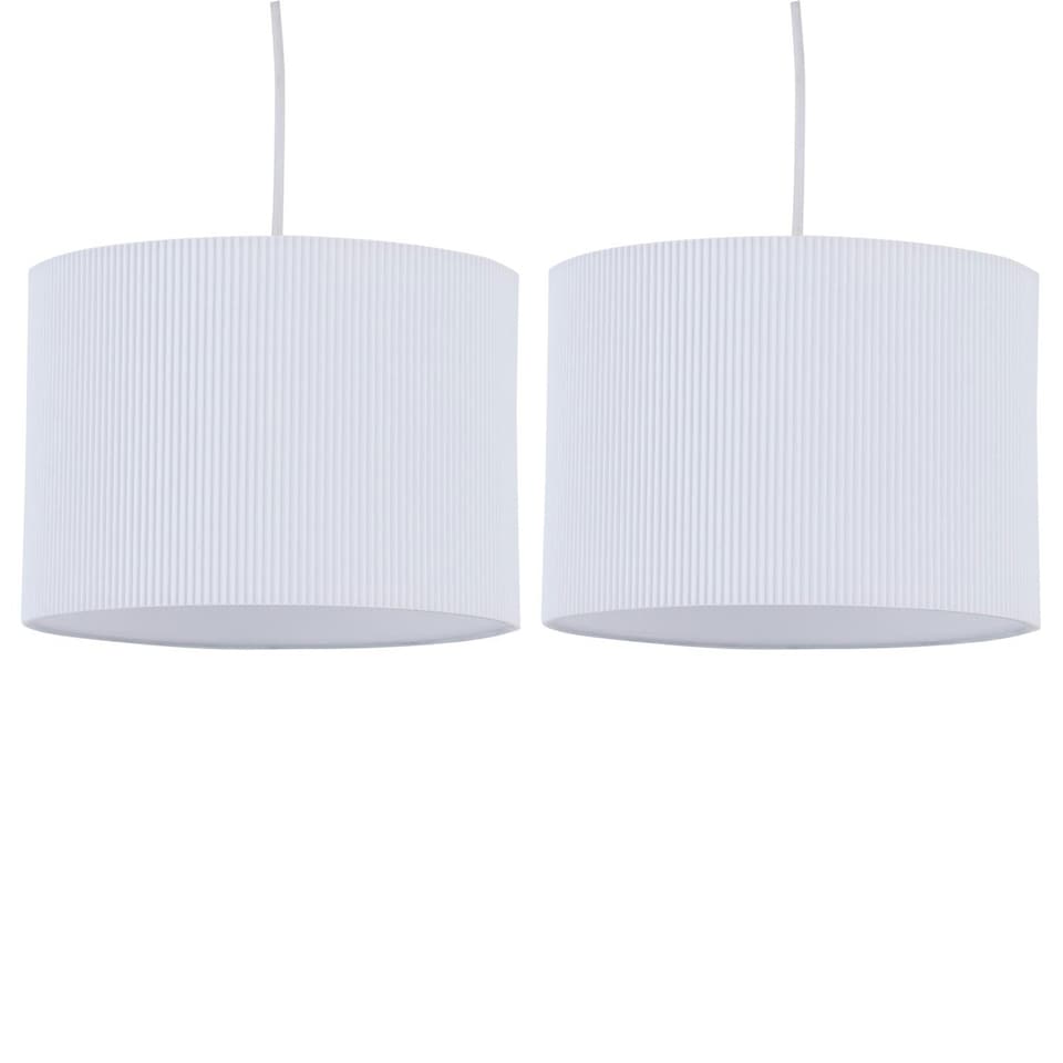image 1 of Set of 2 White Pleated 30cm Pendant Lightshades White