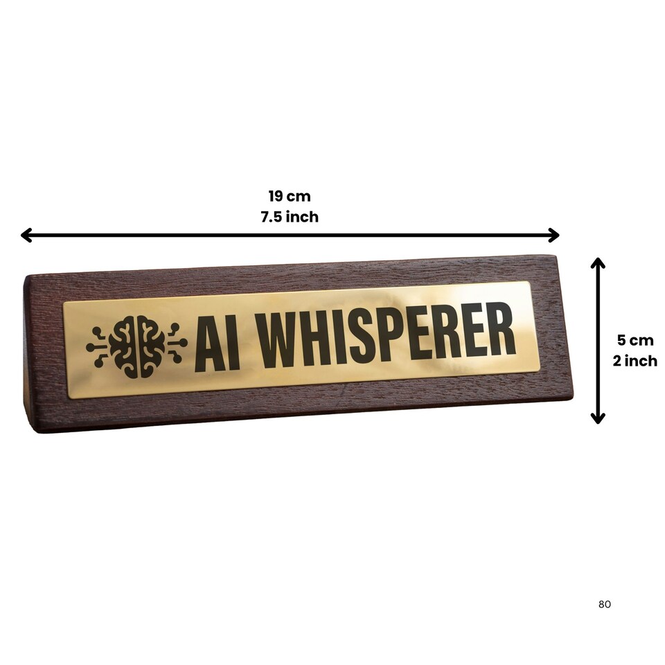 image 1 of Wooden Desk Sign - AI Whisperer