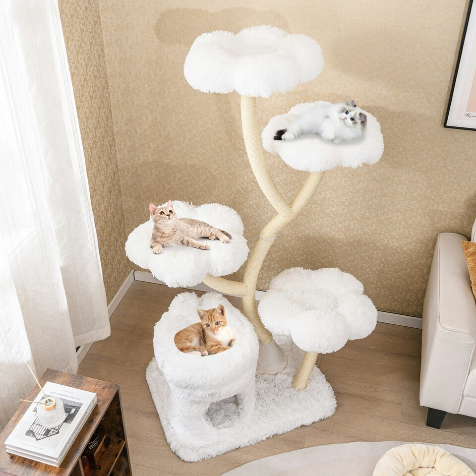 image 1 of COSTWAY Freestanding Cat Tower Cat Tree w/ Platforms