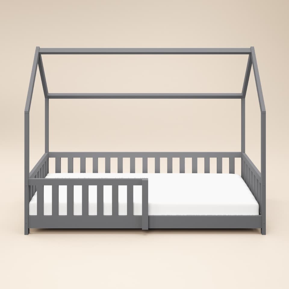 image 1 of Flair Explorer Single Play House Floor Bed with Rails Grey Wooden