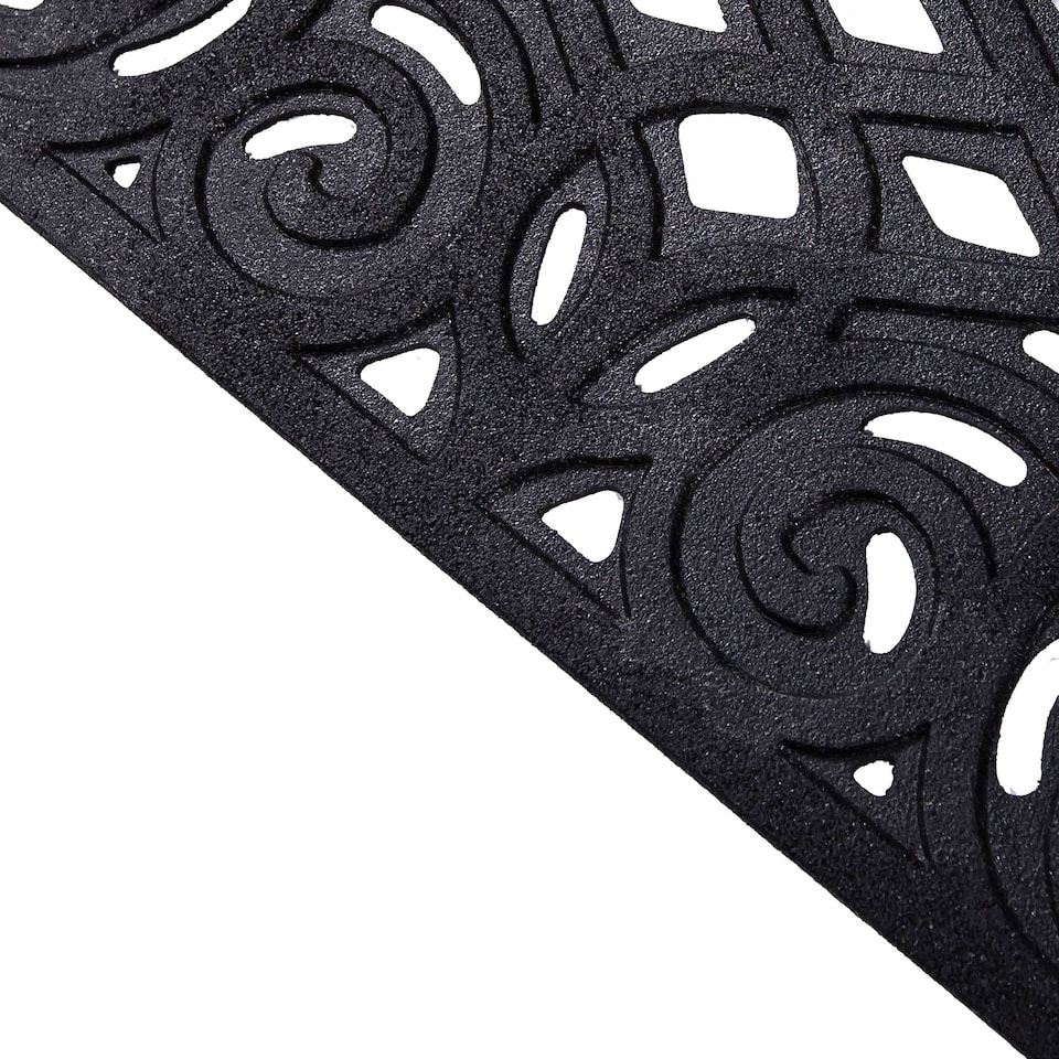 image 1 of Nicoman Victorian Style Rubber Outdoor Door Mat Black 60 x 40cm