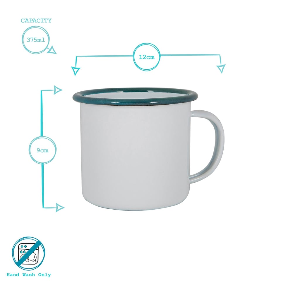 image 1 of Argon Tableware White Enamel Mugs - 375ml - Navy - Pack of 6