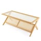 image 5 of COSTWAY 2-Tier Rectangular Coffee Table with Glass Tabletop Brown