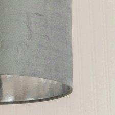 ValueLights Reni Medium Grey Velvet Chrome Inner Lamp Shade Grey