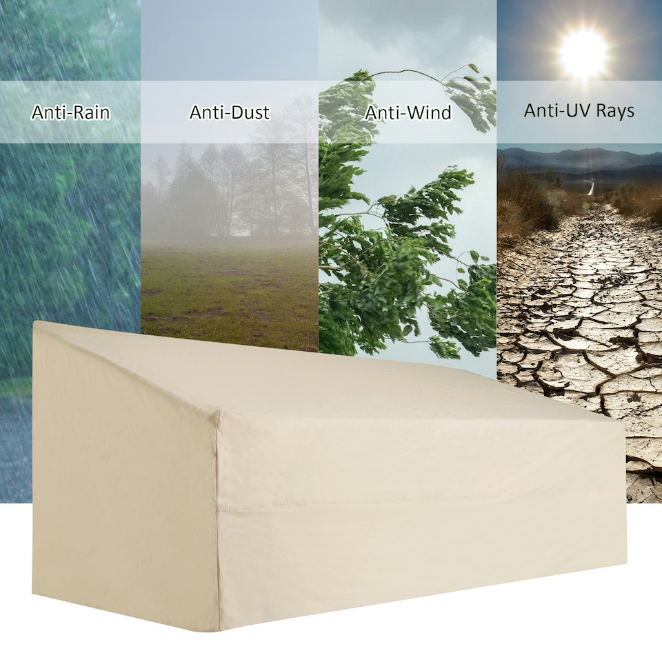 image 1 of Outsunny 3 Seater Rain Cover Garden Sofa Chair Bench Protector 218x111x101cm White