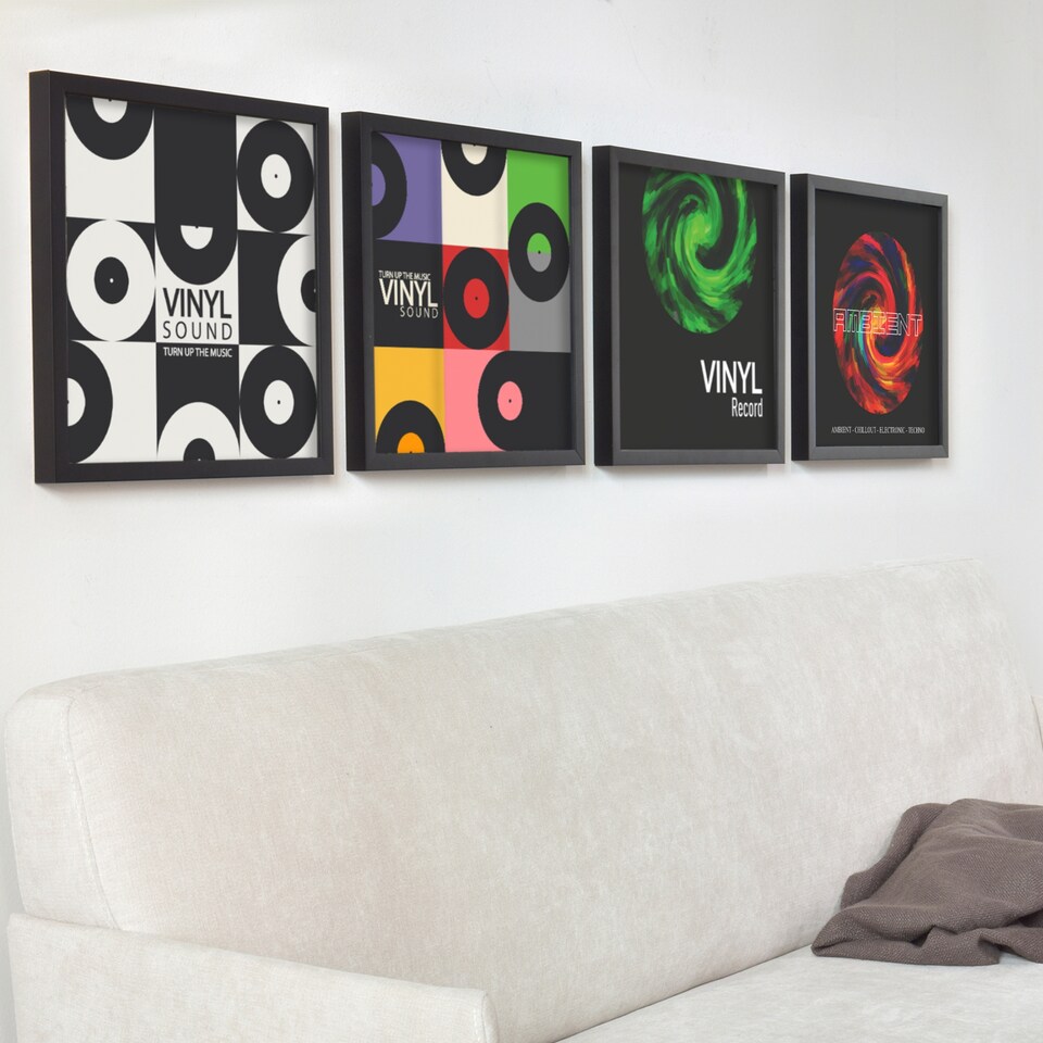 image 1 of Nielsen Vinyl Record Frame - Black Wood Frame - Shatterproof Glazing - Black - 31.4x31.6cm