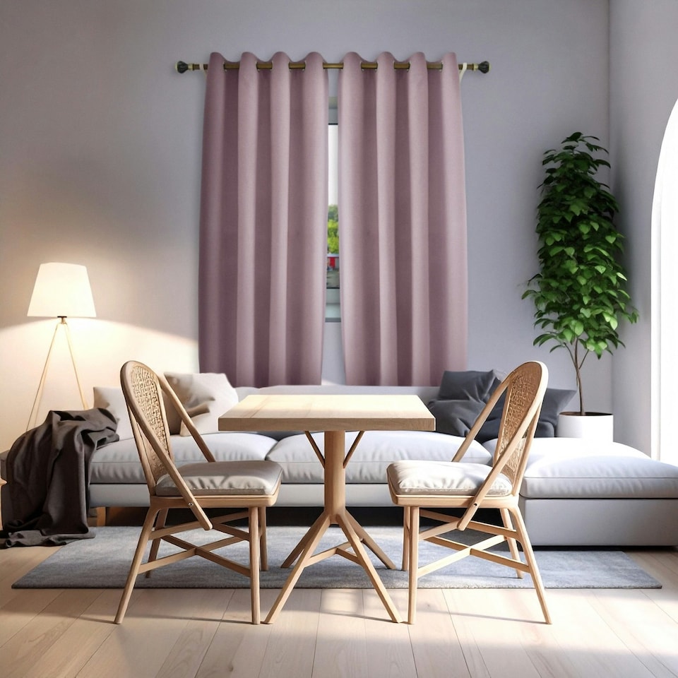 image 1 of Lavender Pink Linen Blackout Curtains - 46 x 63 Inch Drop - 2 Panel Pink