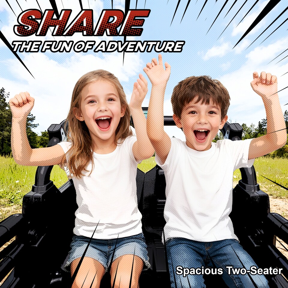 image 1 of AIYAPLAY 24V Electric Ride on Car, 2-Seater Electric Car for Kids with Remote Control, Light, Bluetooth, Soft Start, Suspension Spring, 2 Motors Children Ride on Toy UTV Truck | Blue