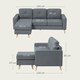 image 3 of HOMCOM 3 Seater Sofa with Footstool, Fabric L-Shaped Sofa, Sectional Couch with Wood Legs, Tufting Cushioned Back for Small Space, Living Room, Office, Dark Grey | Grey