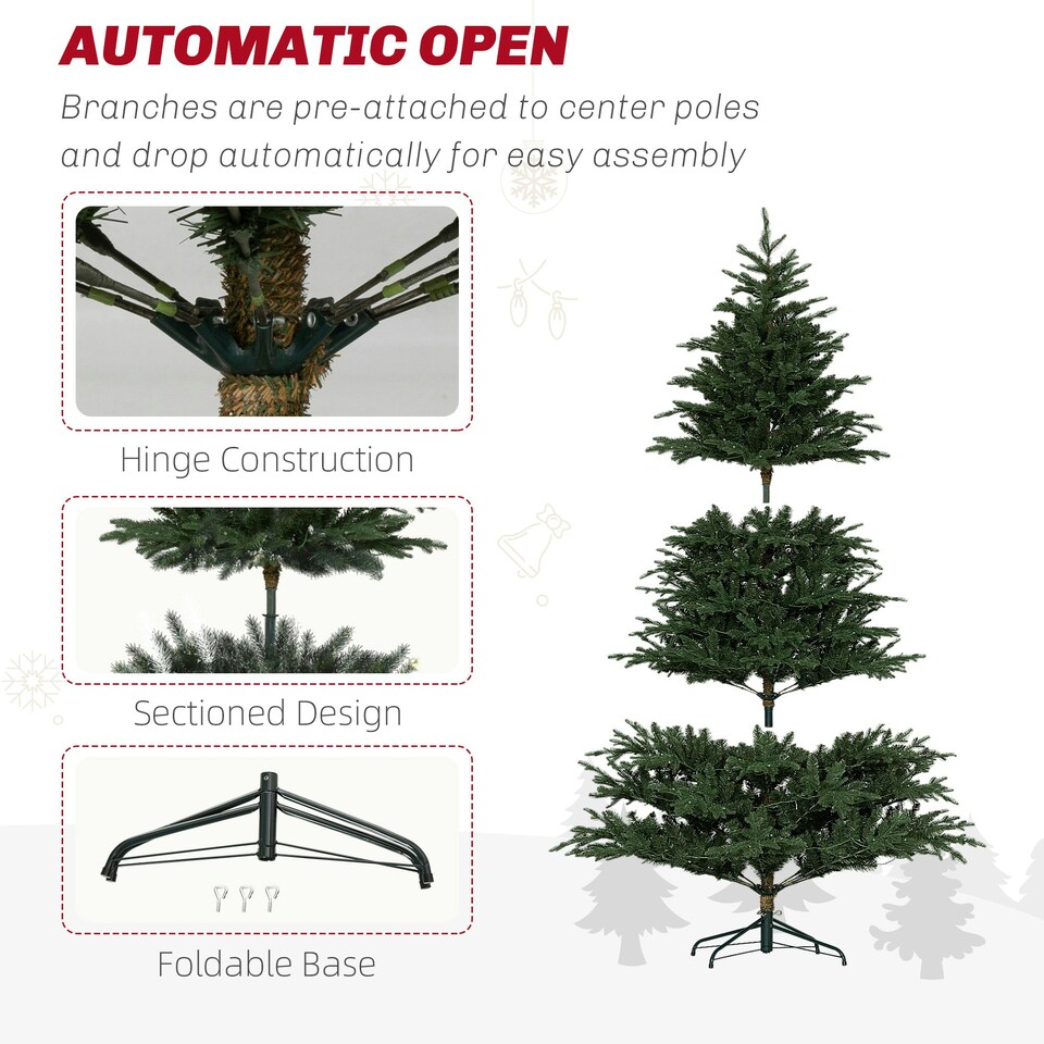 image 1 of HOMCOM 6ft Prelit Artificial Christmas Tree w/ Lights for Party Decoration