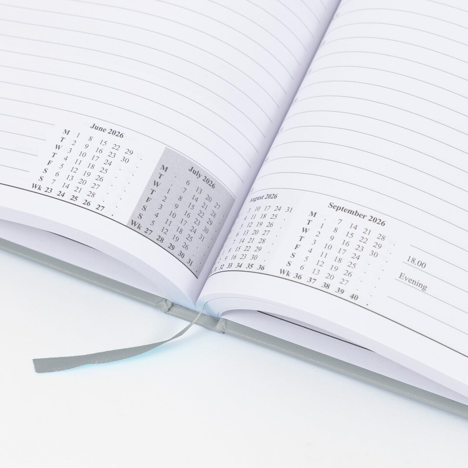 image 1 of 2026 Page a Day A4 Appointment Diary with Times Hour Slot - Personal Work Schedule Hardback Planner Organiser - Full Page Saturday & Sunday (Grey)