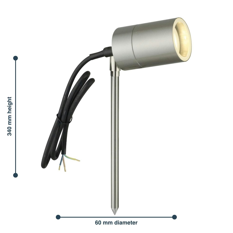 image 1 of First Choice Lighting Set of 2 Blaze Stainless Steel Outdoor Spike Lights Silver | Clear