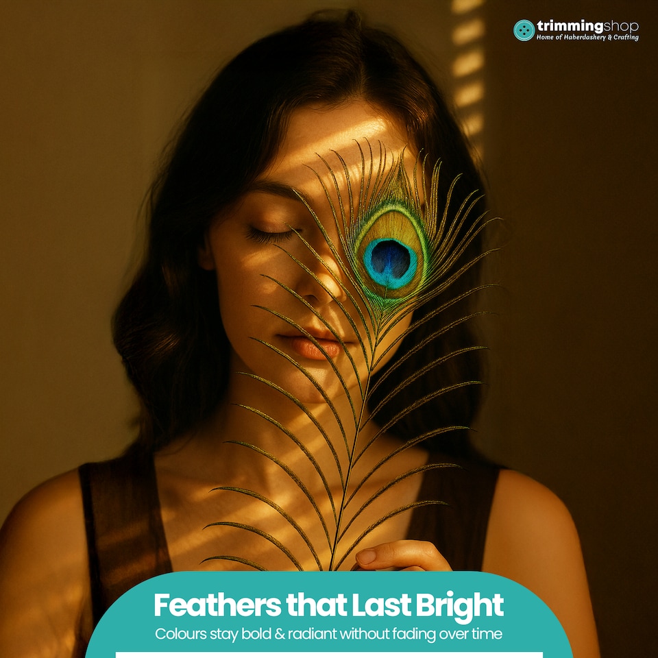 image 1 of Trimming Shop Real Peacock Feather, 10" - 12" Inch - 10pcs