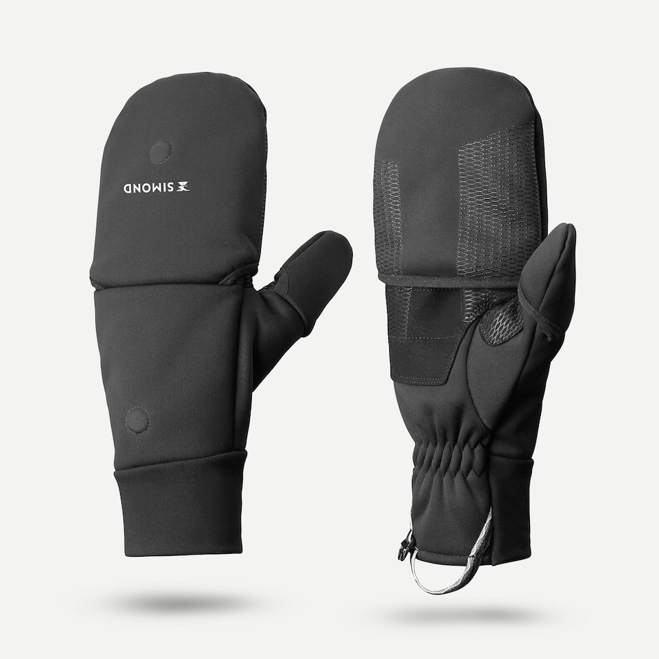 image 1 of Decathlon Adults’ Warm & Windproof Trekking Mittens, MT900 - Black