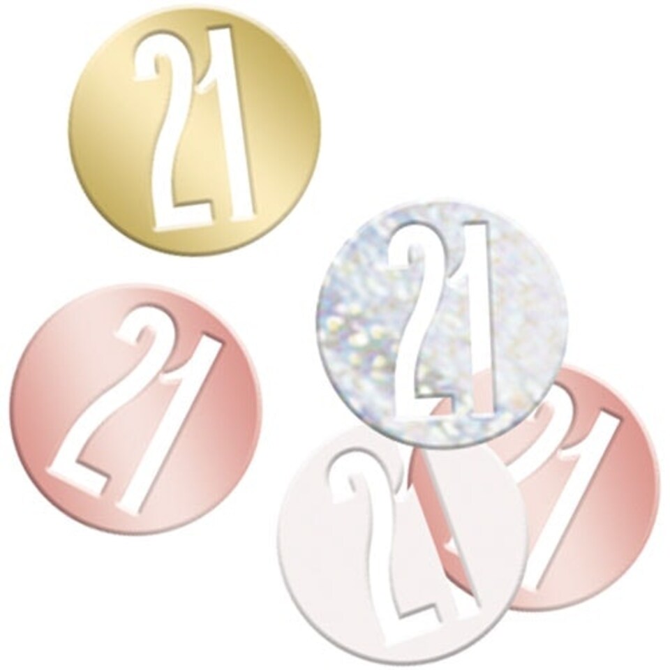 Rose Gold Glitz Age 21 Holographic Assorted Table Confetti 14 Grams