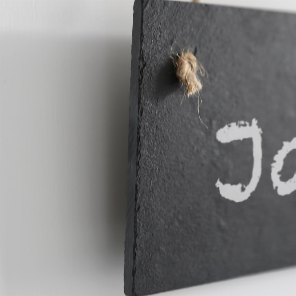 image 1 of Nicola Spring Rectangle Slate Memo Boards with Rope & Chalk Pencils - 25cm x 10cm - Black - Pack of 6