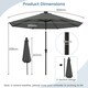 image 2 of COSTWAY 290 cm Solar Patio Parasol Umbrella 96 LED Lights Grey Grey