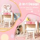 image 3 of COSTWAY 2-in-1 Kids Vanity Set Makeup Table & Chair Set