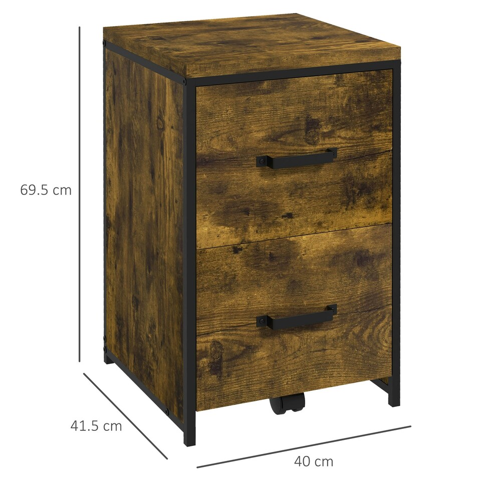 image 1 of Vinsetto 70cm Vertical Office Filing Cabinet w/ 2 Drawer, Hanging File Folder