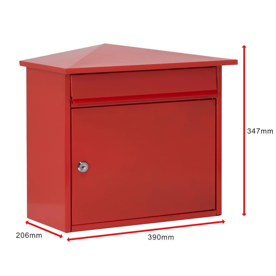 image 1 of Burg-Wachter Mersey Large Wall Mounted Galvanised Steel Post Box - 36x35x20cm Red
