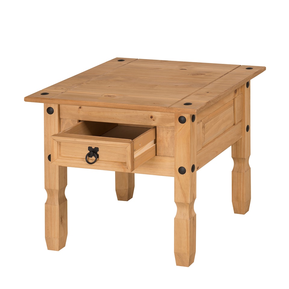 image 1 of Mercers Furniture Corona 1 Drawer Lamp Table Coffee End Unit Solid Wood Pine with Mexican Styling Wooden