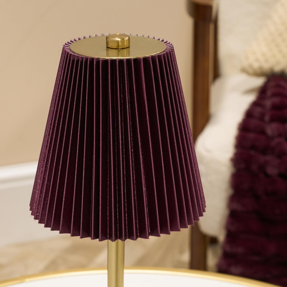 image 1 of OHS Pleated Bedside Lamp LED Rechargeable Cordless Night Light