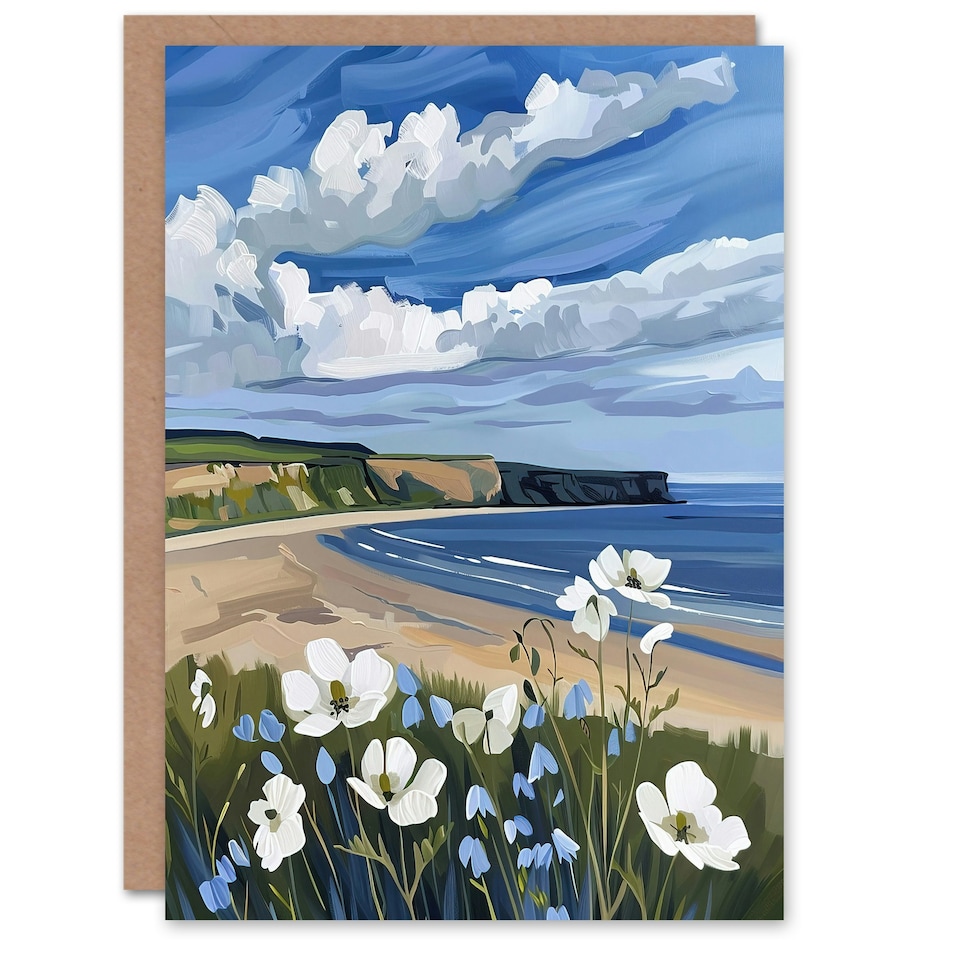 image 1 of Saltburn Huntcliff Yorkshire Wildflowers Him Her Birthday Card