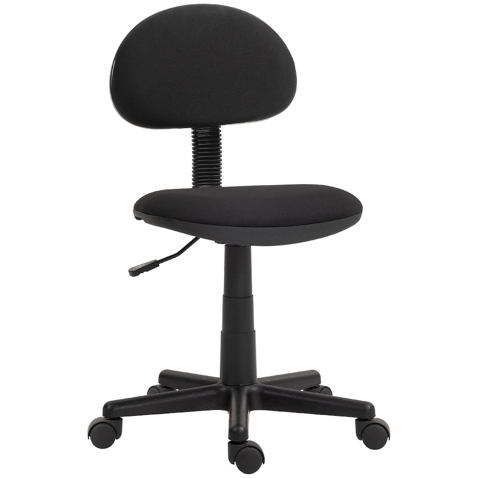 image 1 of HOMCOM Armless Office Chair, Small Desk Chair, Height Adjustable Computer Chair with Rolling Wheels and Low Back, Black