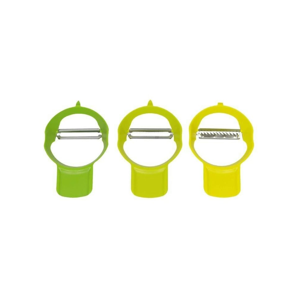image 1 of CALITEK Peeler Set of 3 Stainless Steel Blade with Nesting Design Smart Saving Tool-Multicoloured | Multi