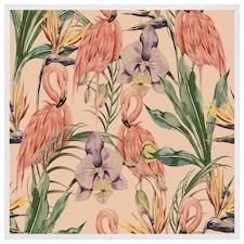 Tropical flamingo (Picture Frame) White | S