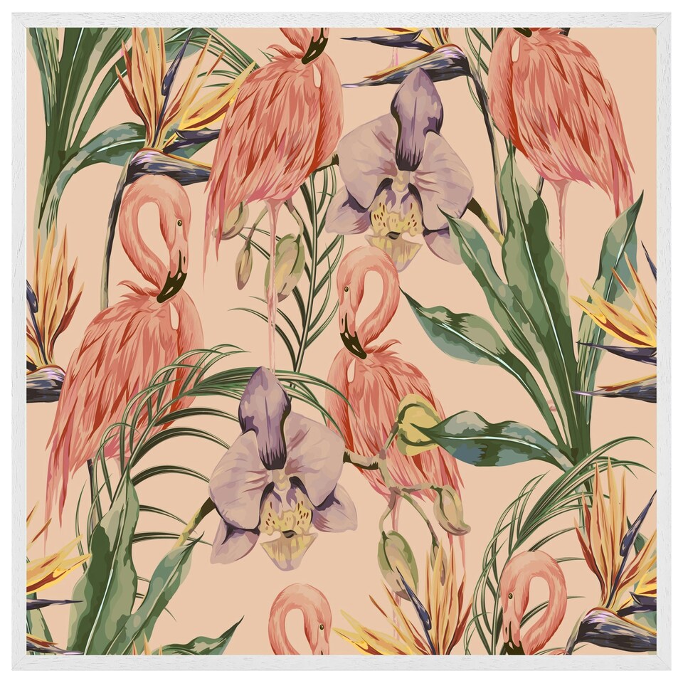 image 1 of Tropical flamingo (Picture Frame) White | S