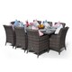 image 4 of Savannah Rectangular 8 Seater Rattan Patio Dining Set | Grey | Grey