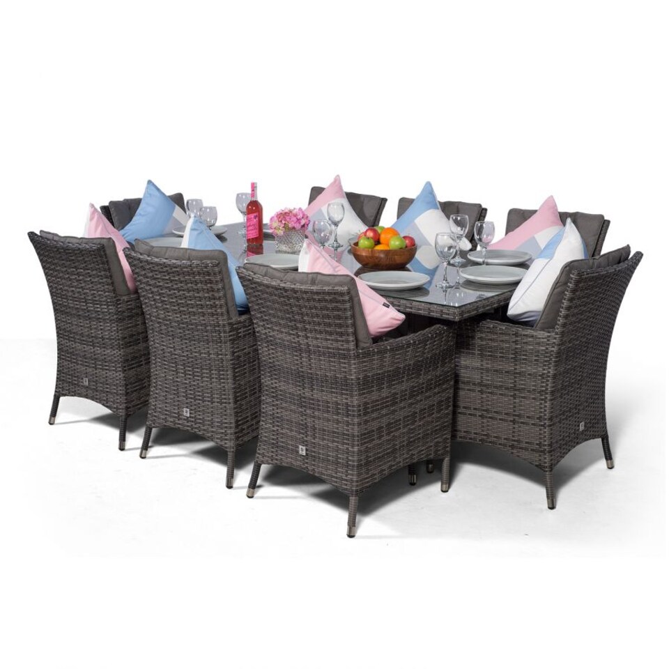 image 1 of Savannah Rectangular 8 Seater Rattan Patio Dining Set | Grey | Grey