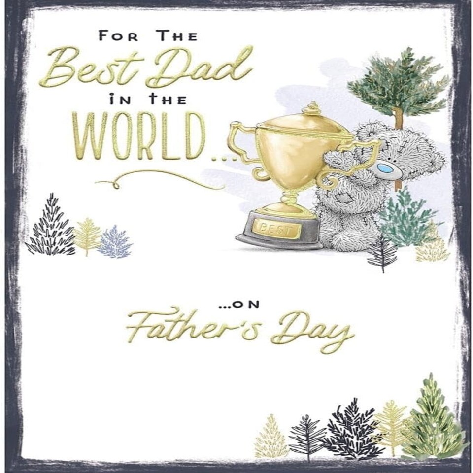 image 1 of Bear With Trophy 'Best Dad in the World' Father's Day Card