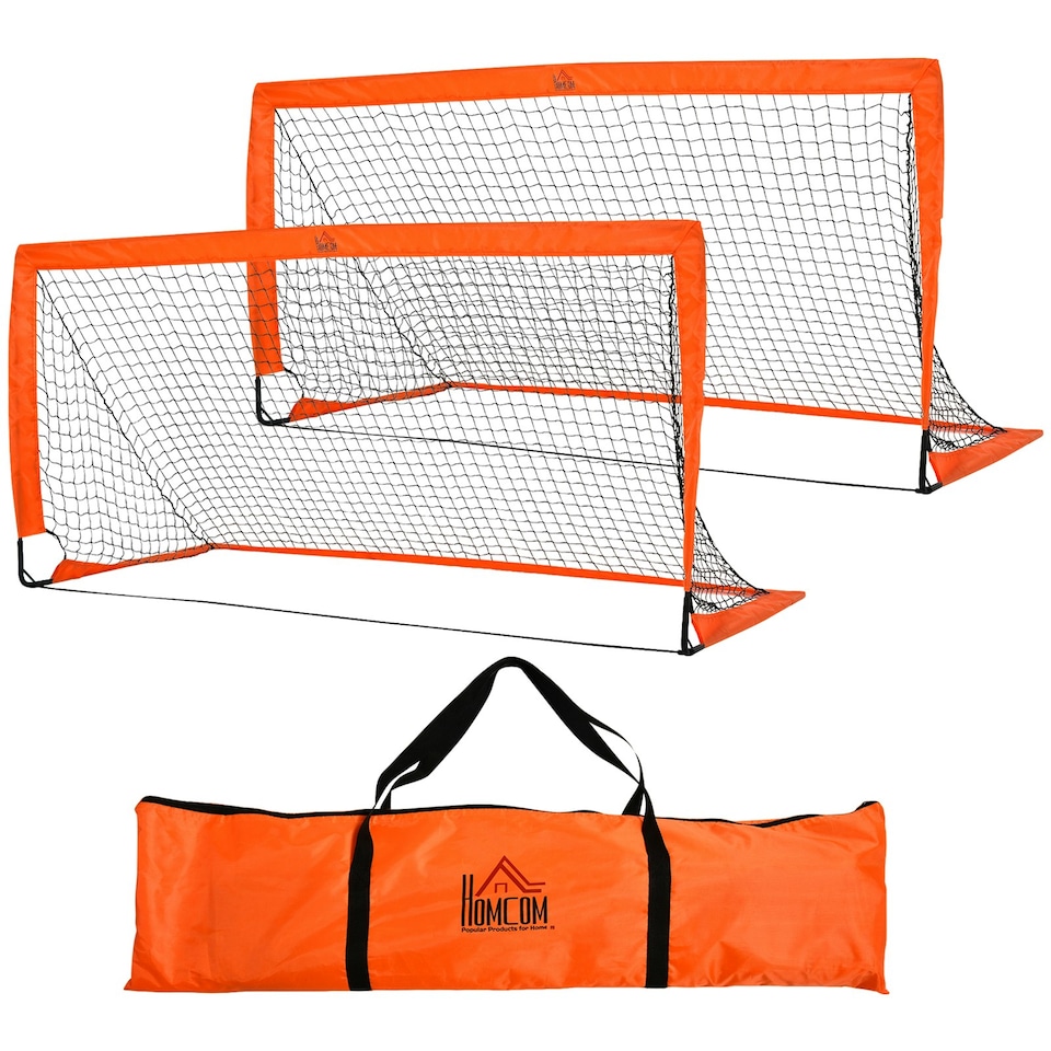 image 1 of HOMCOM Football Goal Folding Outdoor with All Weather Net 6'x3' Orange