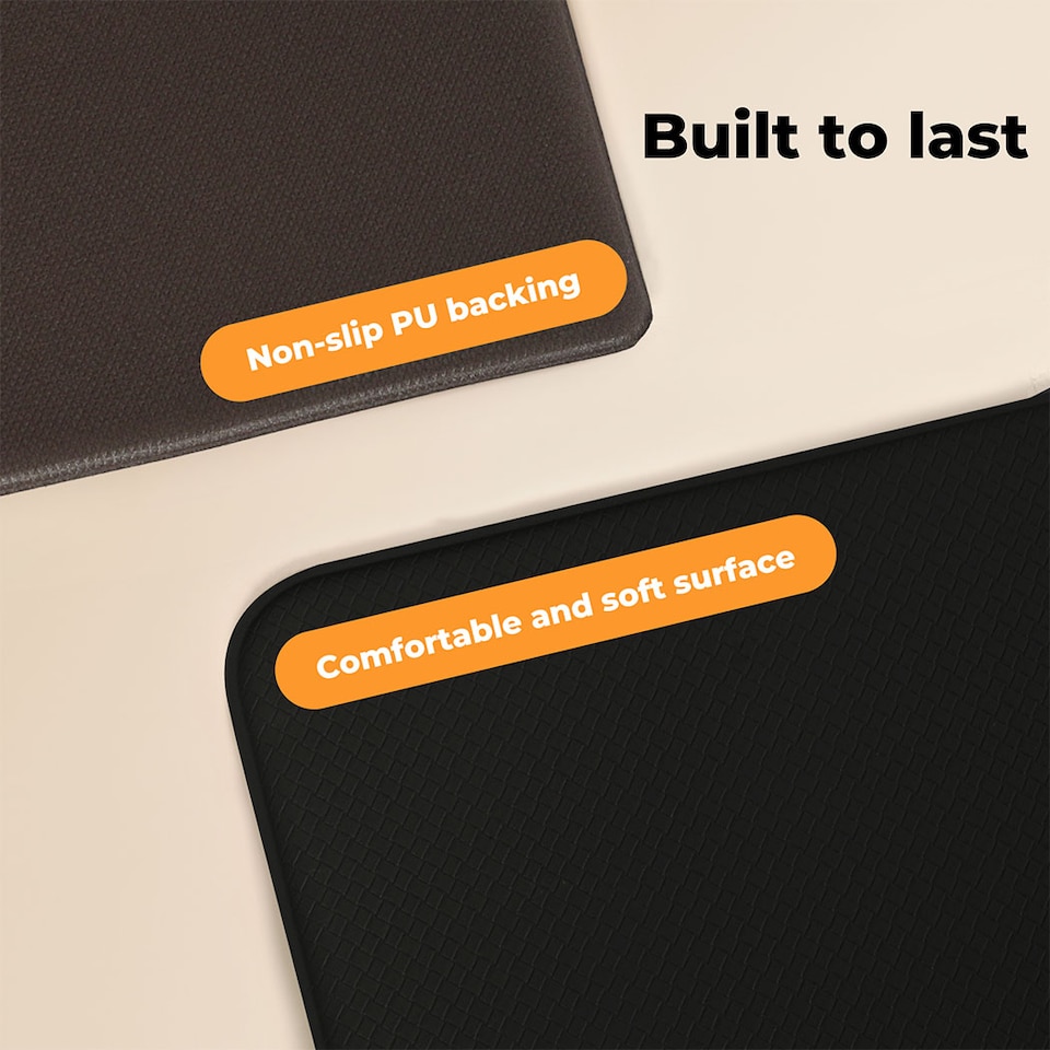 image 1 of Marlow 2PC Kitchen Mat Black Non-Slip Woven Rubber Absorbent Floor Mat | Black | Black | One Size