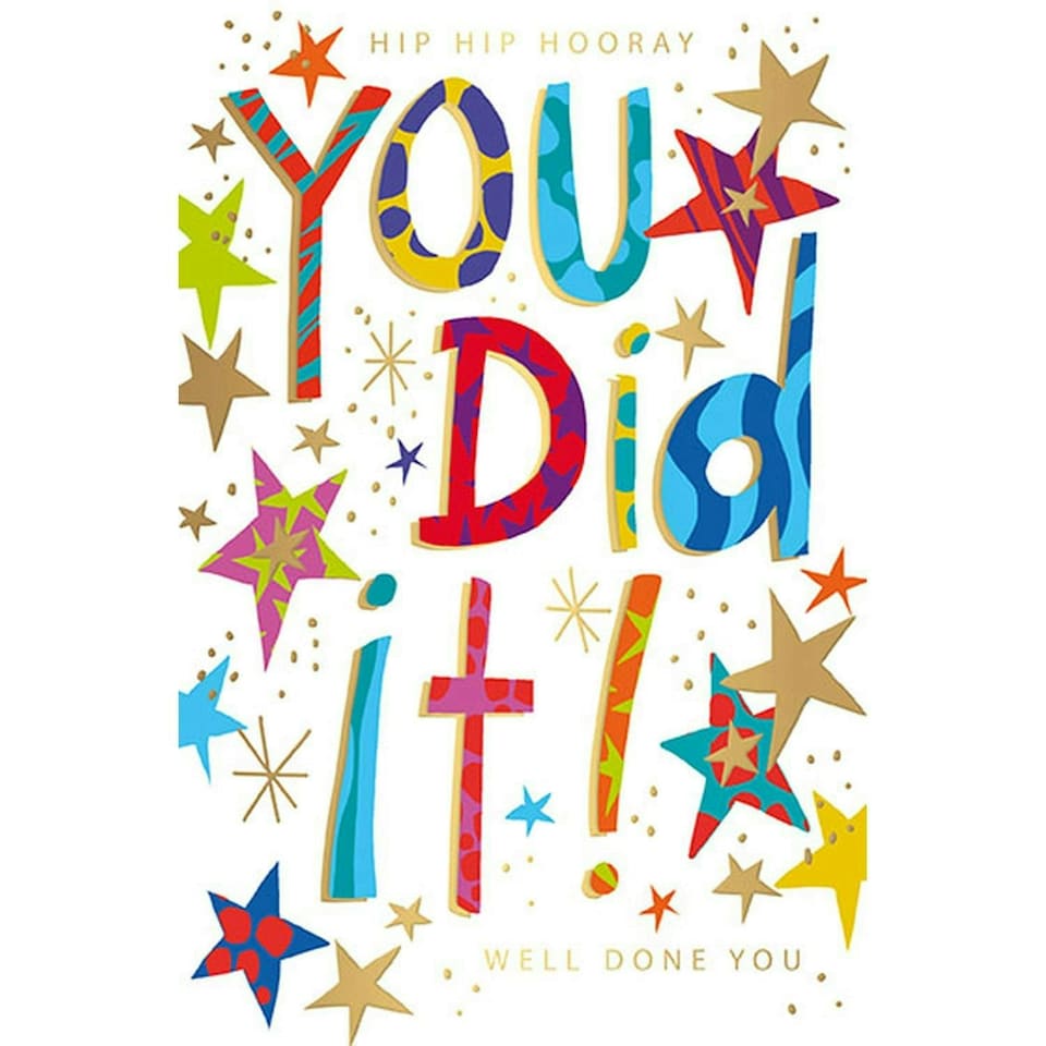 Words 'n' Wishes Traditional Congratulations Card, Well Done and Congratulations Card, Multi-Coloured 20.3 x 13.4 cms