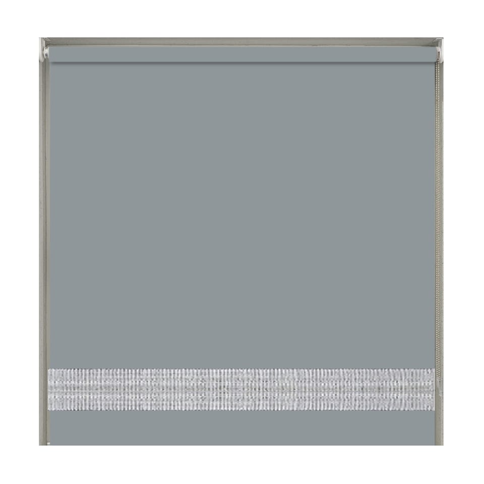 image 1 of 115cm Light Grey Straight Diamante Edge Border Roller Blind Grey | Grey