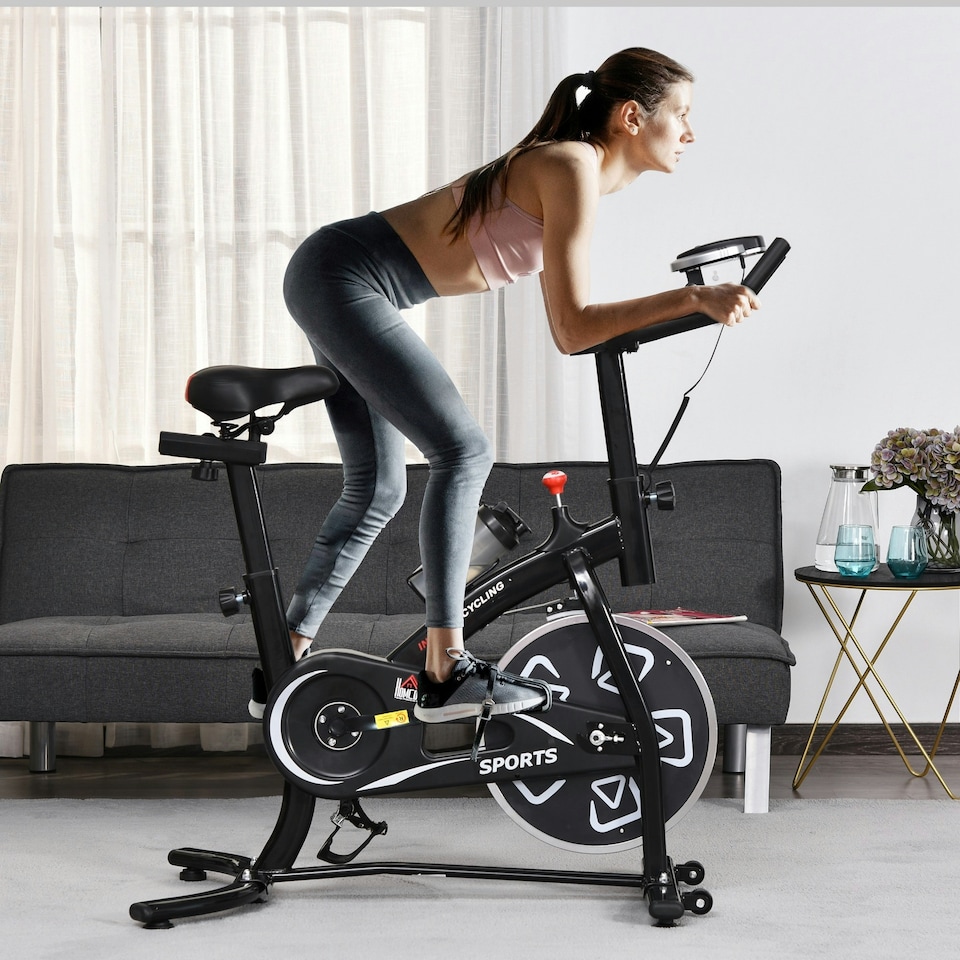 image 1 of HOMCOM Exercise Training Bike Indoor Cycling Bicycle Trainer LCD Monitor