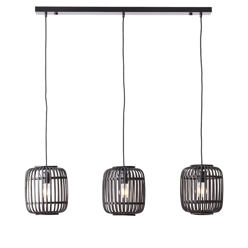 image 1 of Mathias Bar Pendant Ceiling Lamp, Dark Bamboo, Plywood With Matt Black Paint