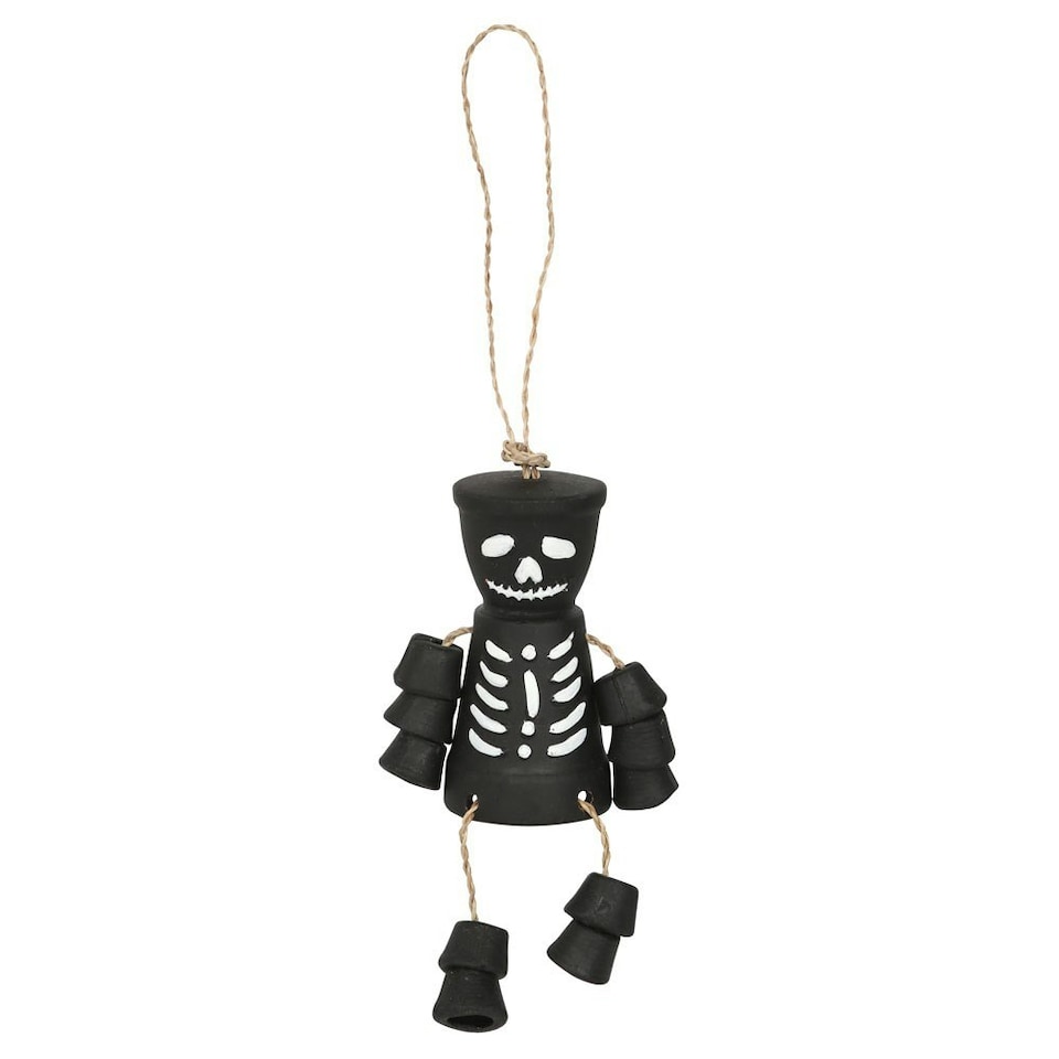 Something Different Skeleton Halloween Terracotta Hanging Decoration - Black - One Size