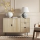 image 1 of OHS Ribbed Sideboard Table Modern Drawer Shelf Cabinet Storage | Brown | Light Wood