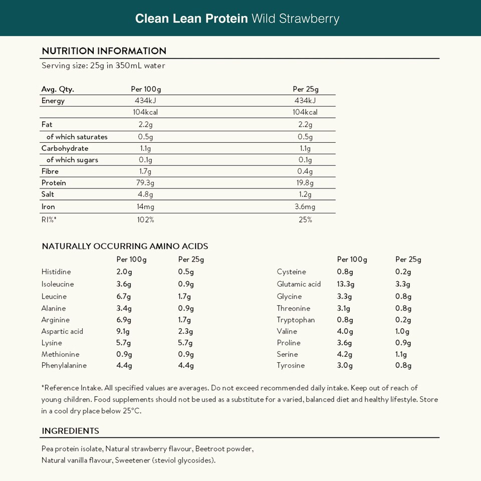 image 1 of Clean Lean Protein - Wild Strawberry - Pea Protein Powder- Vegan