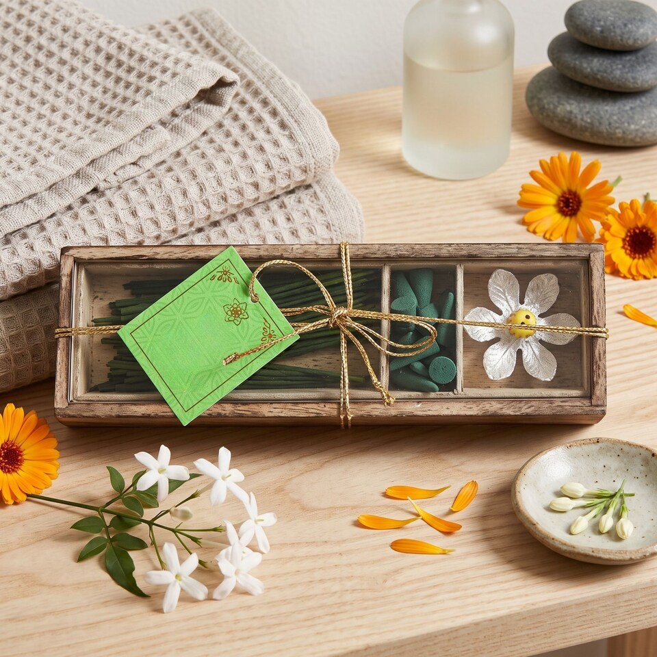 image 1 of Homescapes Zen Incense Gift Set – Jasmine & Marigold