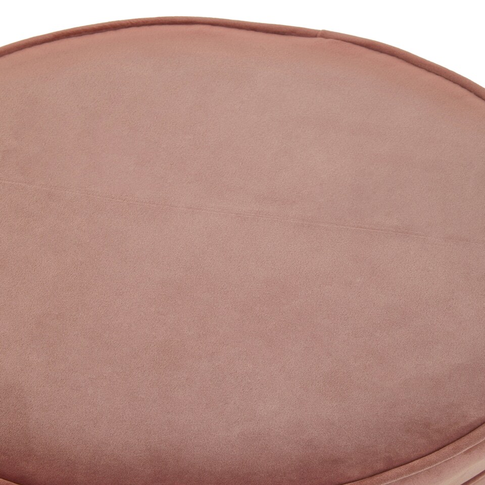 image 1 of Interiors by Premier Pink Velvet Round Footstool, Ottoman Small Footstool with Soft Upholstery, Velvet Pouffe for Home